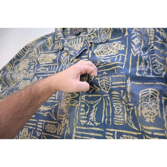 VTG Abercrombie & Fitch Aztec Tribal Southwest Hawaiian Shirt Mens Sz Large - Picture 7 of 10